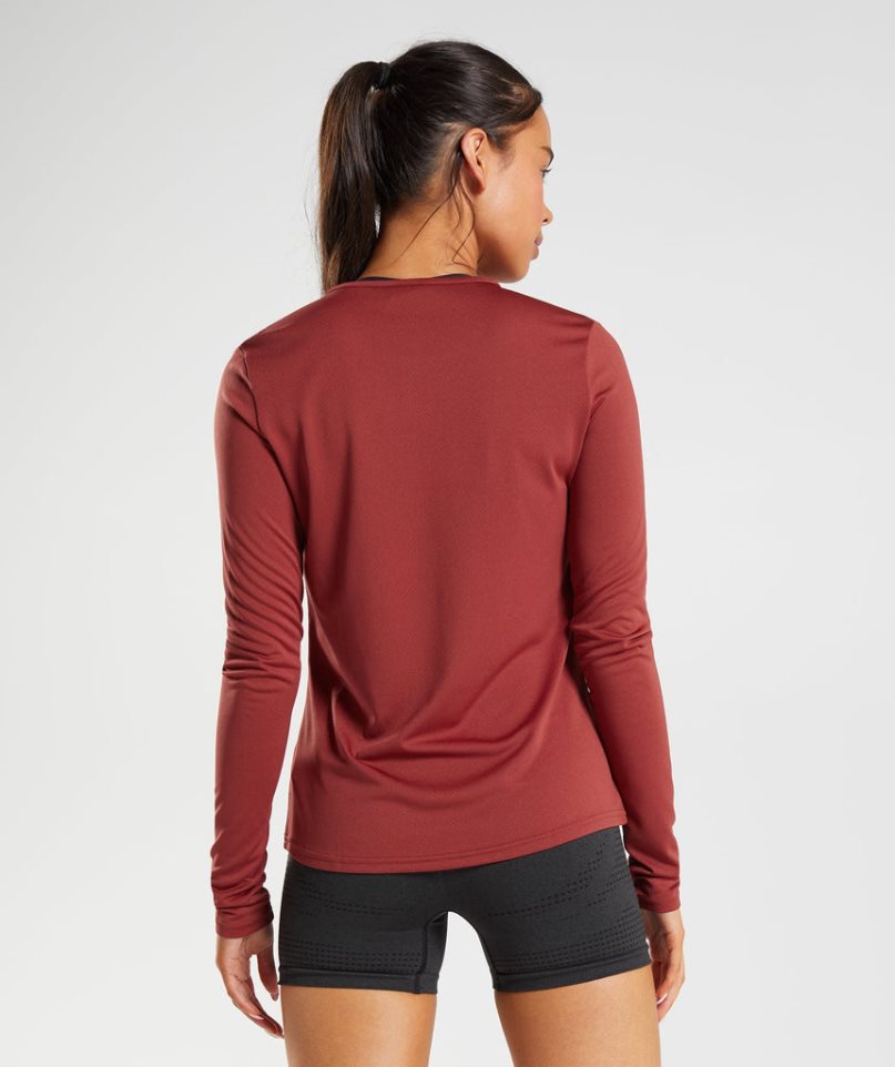 Women's Gymshark Training Long Sleeve Top T-Shirts Red | CA 7153N6